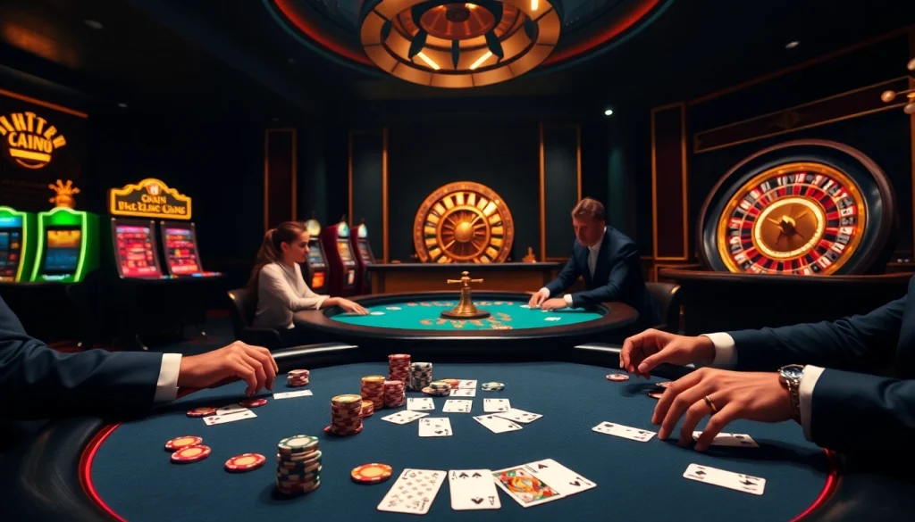 Experience the thrill of an upscale poker game, featuring vibrant gameplay at https://hit-club.games/ with colorful poker chips.