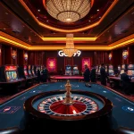 Experience the thrill of Go99 at a luxurious casino with vibrant slot machines and poker tables.