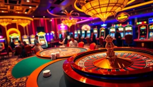 SUNWIN casino experience with vibrant tables, spinning roulette, and high-stakes excitement.