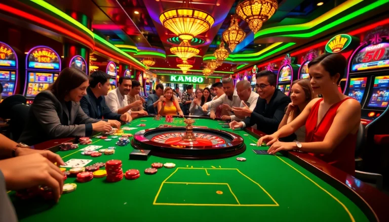 Experience the thrill of casino gaming at MM88 with players at an exciting poker table.