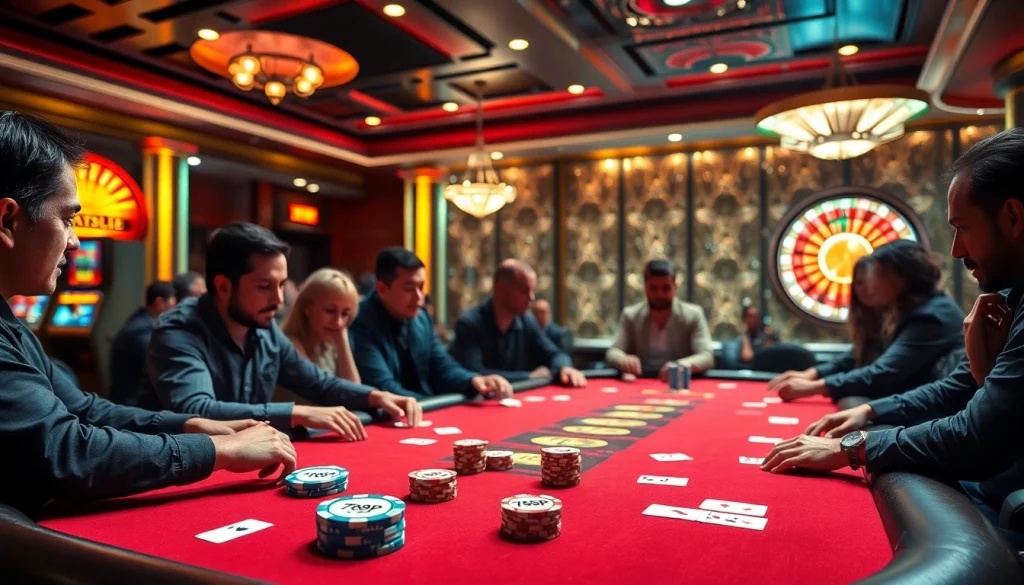 Players enjoying poker with 789P chips on a luxurious casino table