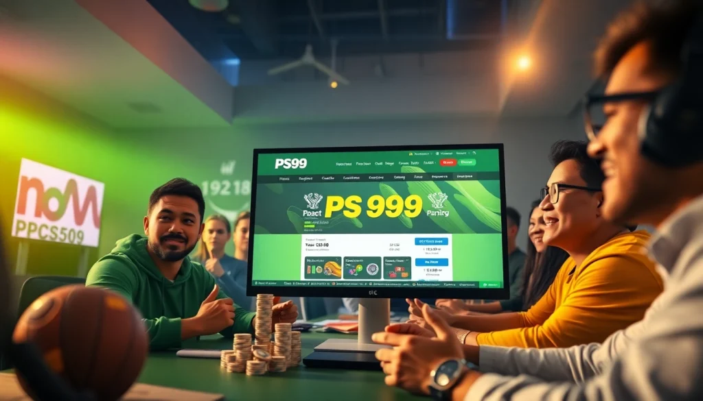 Dynamic online betting scene with PS99 interface, engaging users.