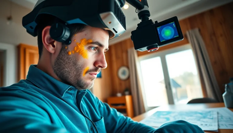 Professional leak detection technician using thermal imaging for a power flush.