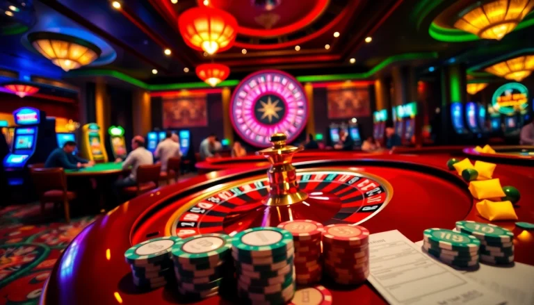 Experience the thrill of gaming at MM88 with vibrant casino scenes, lively players, and engaging tables.