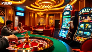 Engaging casino atmosphere with PUB88 gambling interface, emphasizing exciting gameplay experiences.