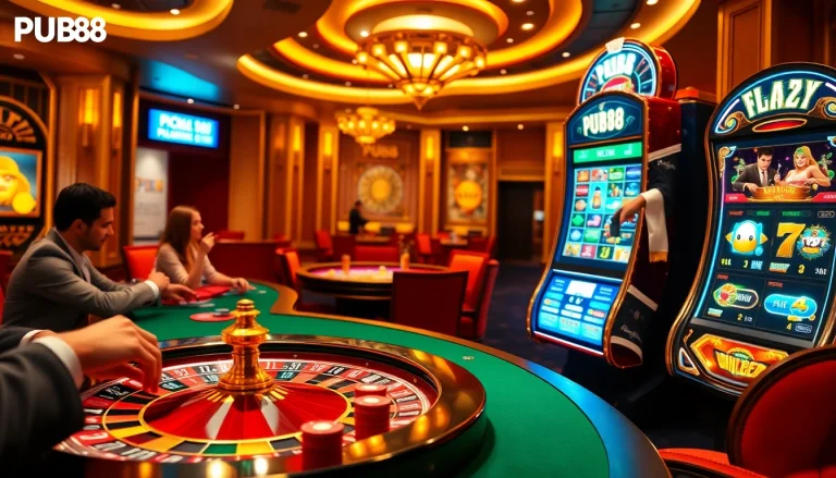 Engaging casino atmosphere with PUB88 gambling interface, emphasizing exciting gameplay experiences.