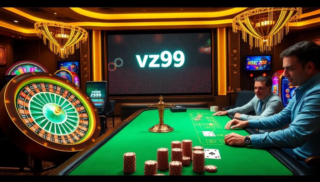 Experience winning strategies at vz99 in a luxurious casino environment with vibrant slot machines.