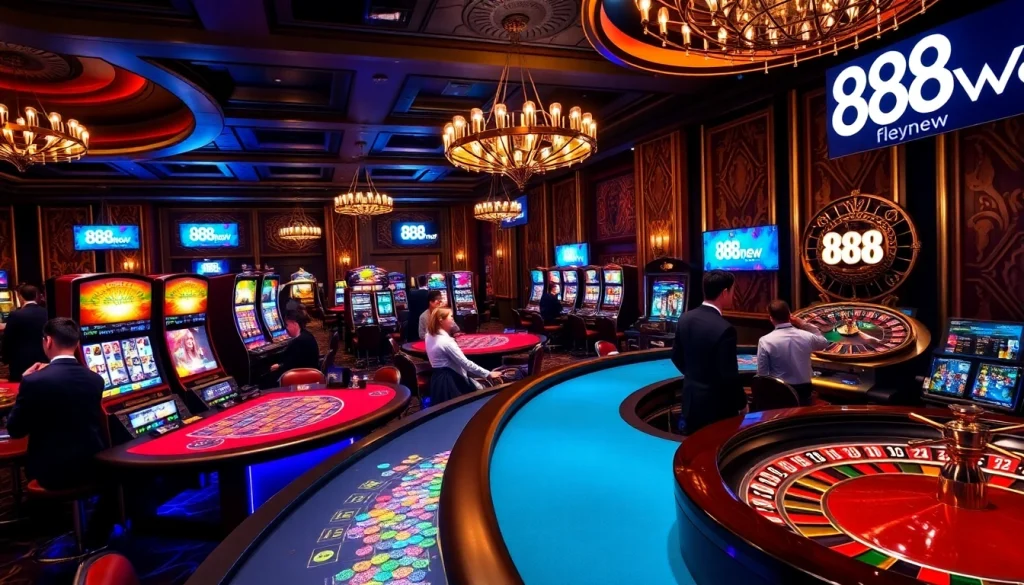 Experience the thrill of gambling at 888new with vibrant casino games and elegant decor.
