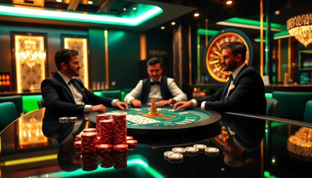 Engage with GO8's professional online poker table amidst a luxurious casino ambiance.