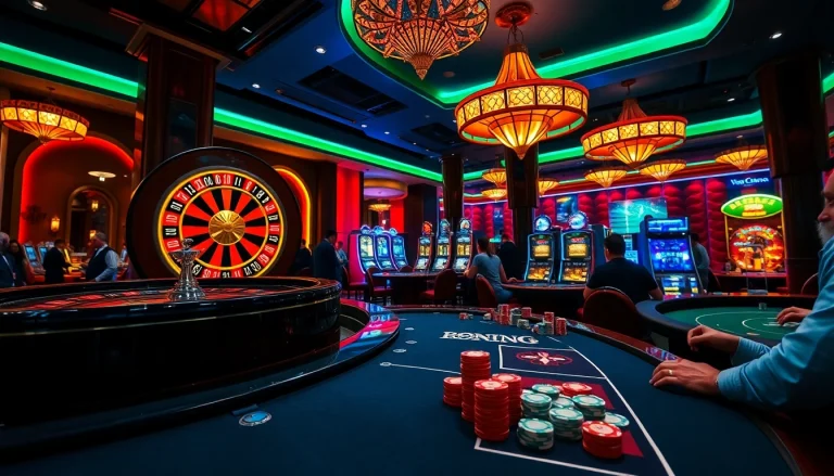 Engage in thrilling gameplay at https://www.vvjl6.com/ showcasing luxurious casino elements like roulette and poker tables.