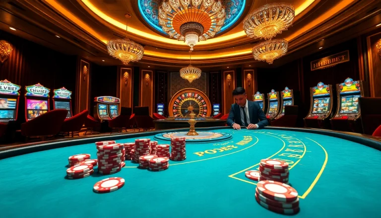 Engage with Clube VIP HHBET at a luxurious casino table with stylish players and high-stakes chips.