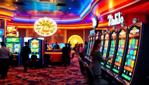 Experience the excitement of 7hh with vibrant slot machines and casino ambiance.