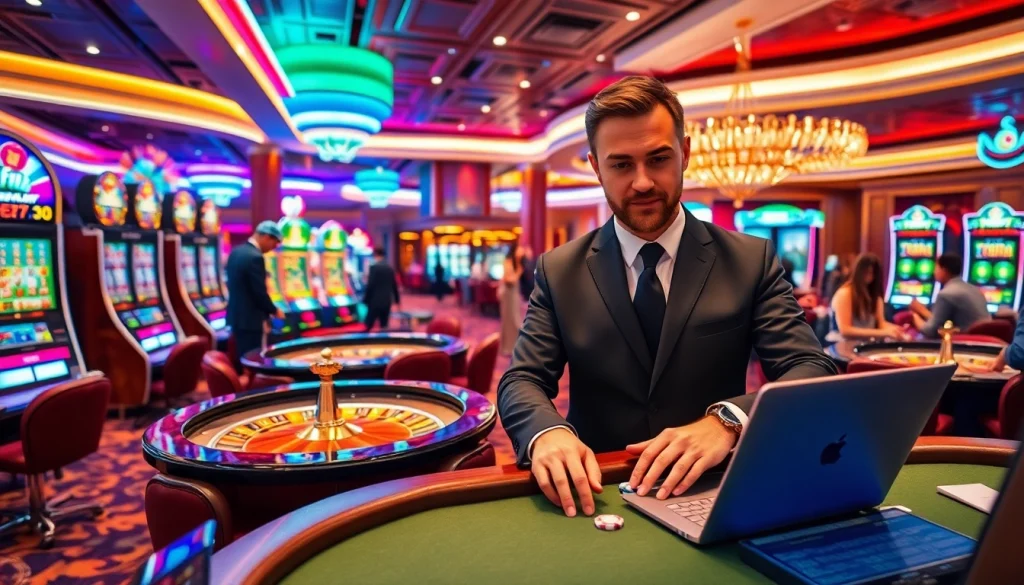 Experience the excitement of okfun at a luxurious casino with vibrant gaming options and thrilling action.