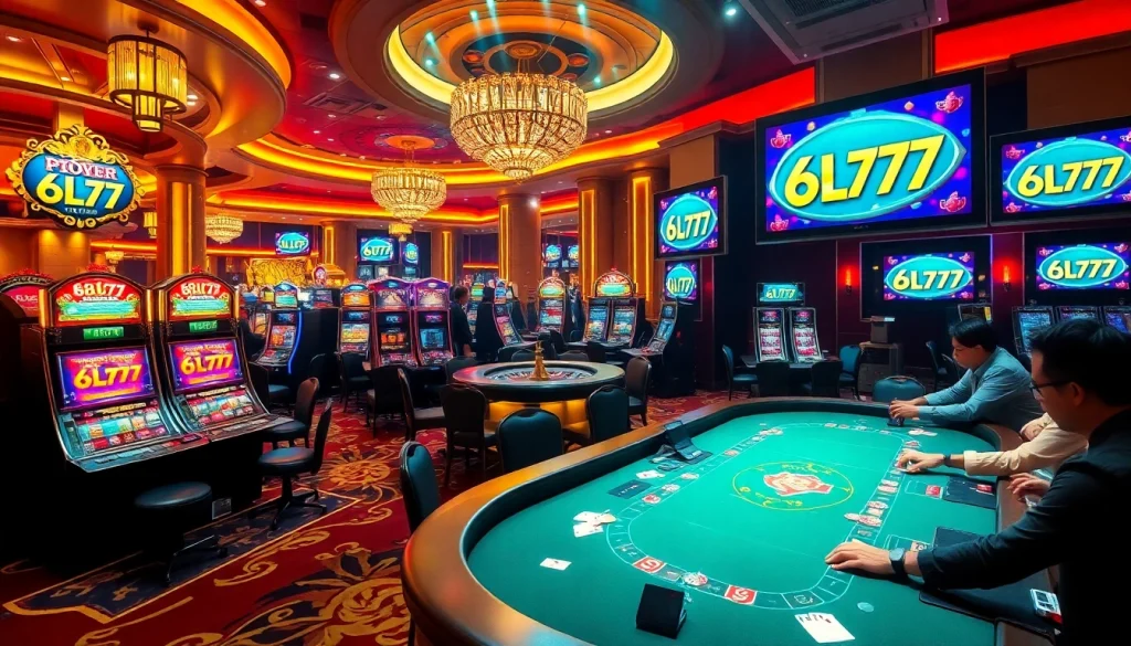 Experience excitement at a 6L777 casino with vibrant slot machines and elegant table games.