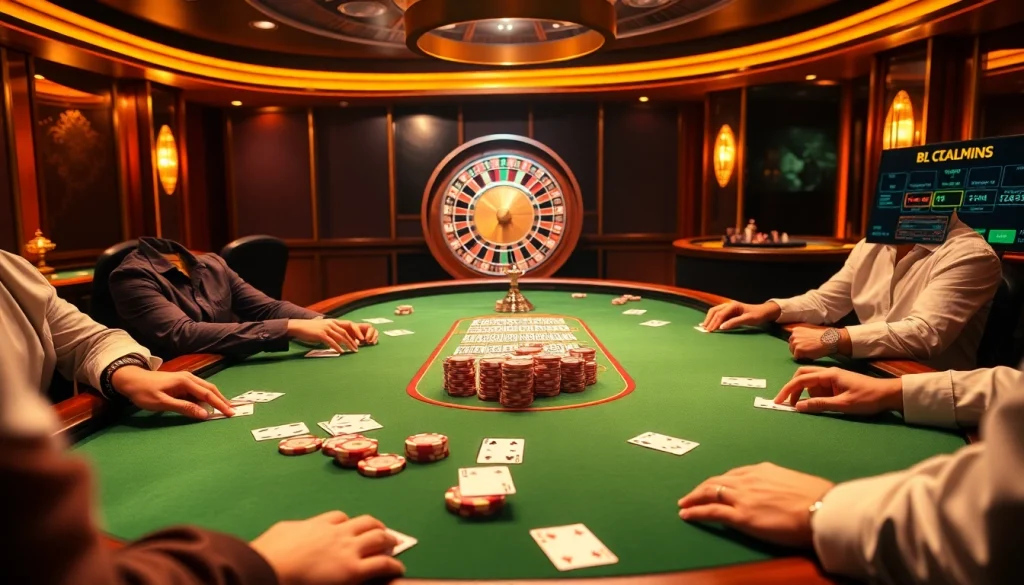 Play winning hands at a vibrant poker table scene inspired by https://32win.style/ with colorful chips and cards.