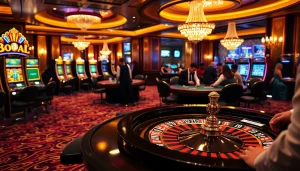 Players enjoying thrilling games at a luxurious casino featuring thabet-themed elements.