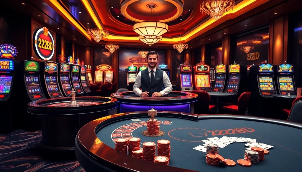 Experience thrilling bets at 222BD casino with vibrant games, luxurious decor, and excitement.