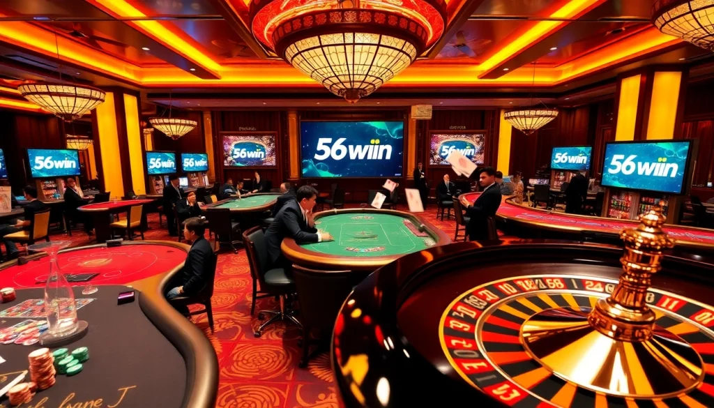 Engage with exciting casino action at 56win featuring vibrant game tables and atmosphere.