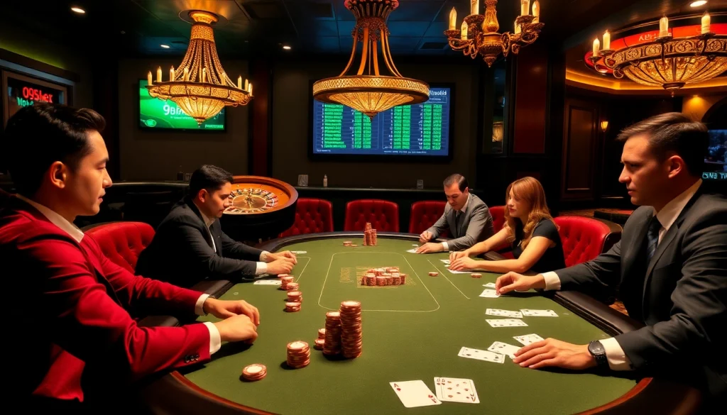 Experience the excitement of high-stakes poker at i9bet with players engaged in a thrilling game.
