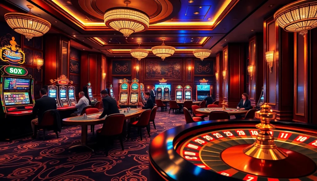 Action-packed gaming experience at https://kuwinblog.com/, featuring poker tables, roulette, and vibrant slots.