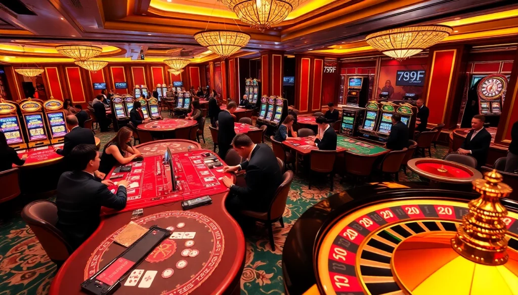 Players enjoying thrilling casino games at 789F's luxurious online platform, showcasing excitement and winning.