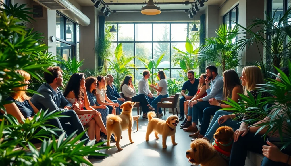 Engage with the vibrant atmosphere of Meltz Cannabis Club Madrid showcasing friendly social interactions.