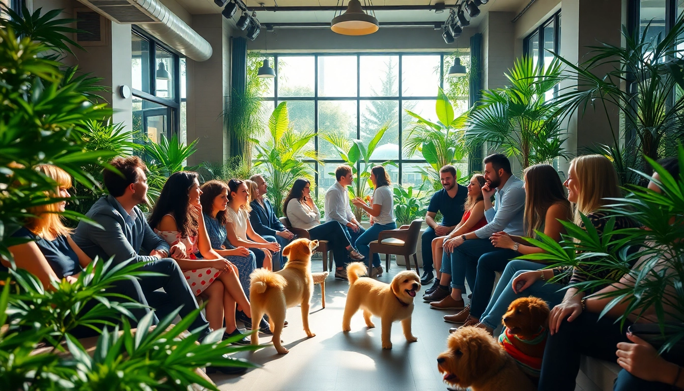 Engage with the vibrant atmosphere of Meltz Cannabis Club Madrid showcasing friendly social interactions.