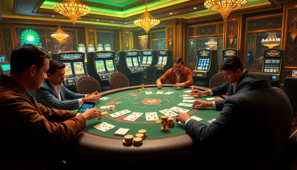 Experience the thrilling gameplay at 222BD Casino with a vibrant poker table and digital betting.