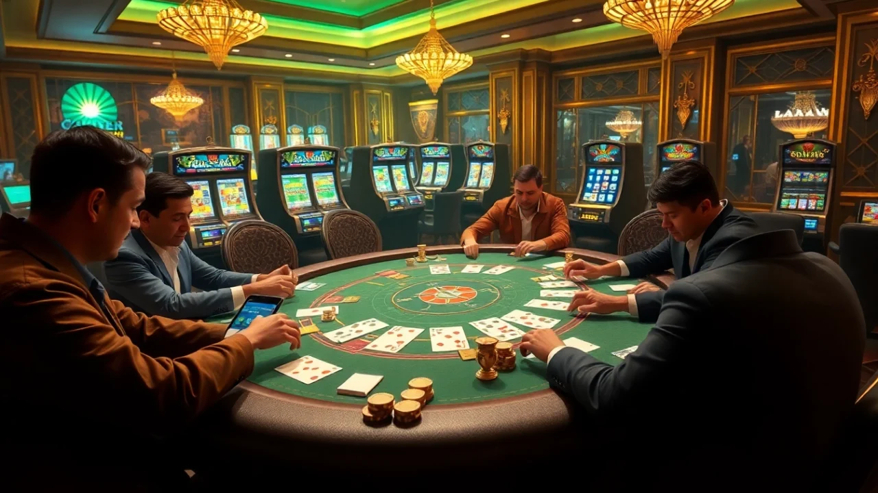 Experience the thrilling gameplay at 222BD Casino with a vibrant poker table and digital betting.