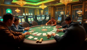 Experience the thrilling gameplay at 222BD Casino with a vibrant poker table and digital betting.