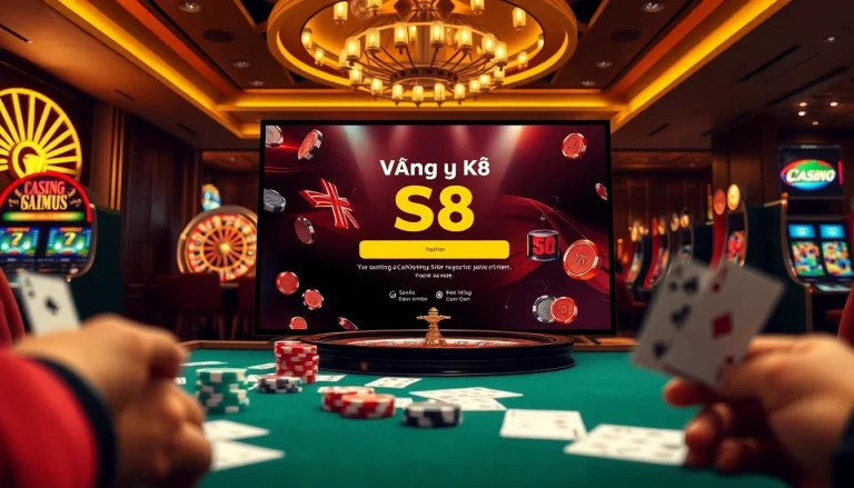 Engaging scene highlighting Đăng Ký S8 with vibrant casino elements and online gaming excitement.