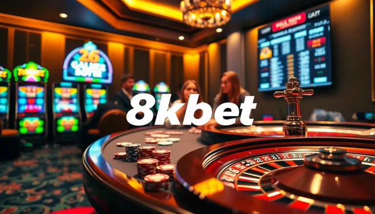 Experience the electrifying atmosphere of 8kbet online gambling with vibrant slot machines and exciting gameplay.