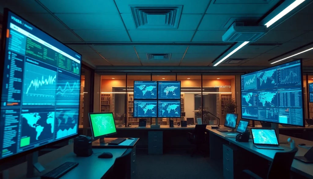 Real-time flight tracking visualization showcasing NK88 data in a high-tech office.