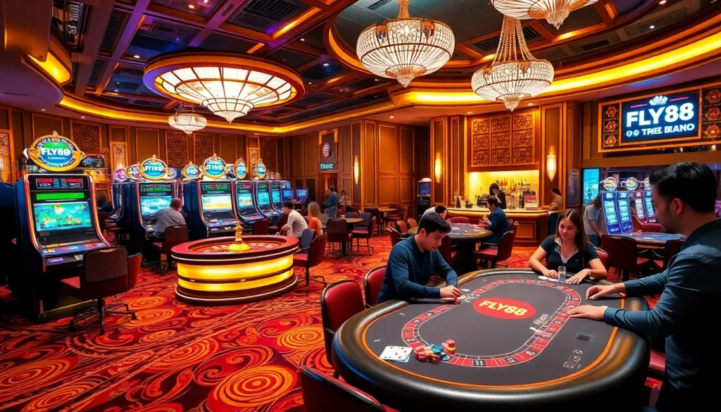 Experience the excitement of FLY88 casino gaming with thrilling slot machines and lively poker tables.