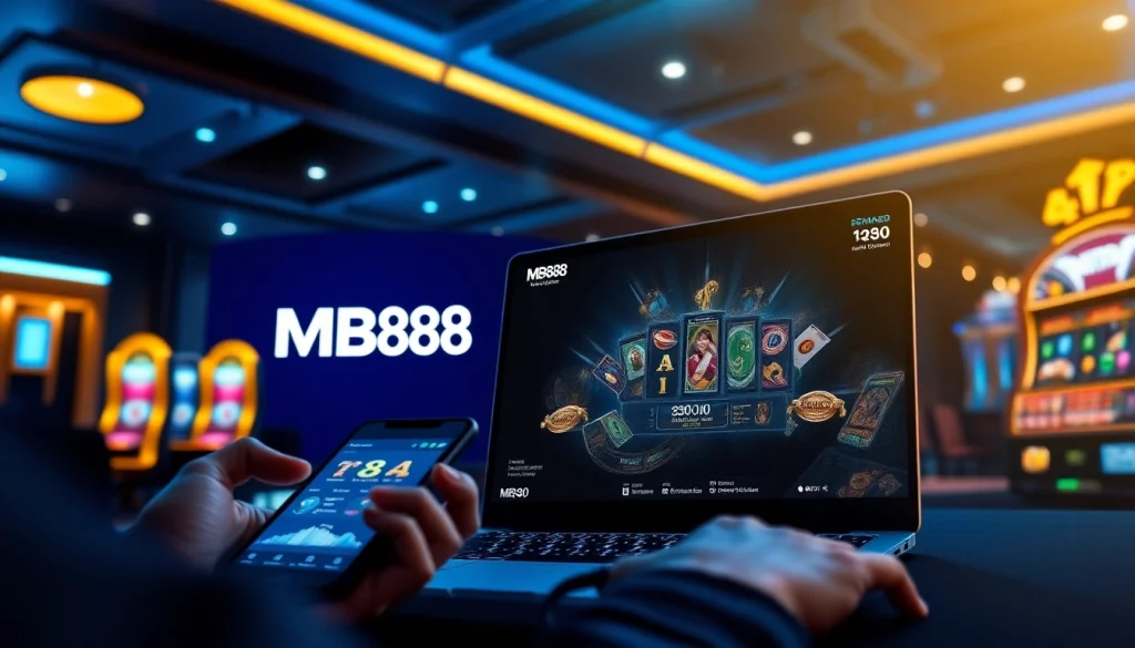 Engaging online gaming scene featuring MB88 logo and dynamic gameplay elements.
