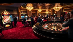 Players experiencing s8 excitement at a luxurious casino roulette table.