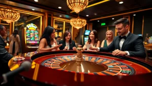 Engaged gamblers placing bets at the 89bet roulette table, highlighting excitement and luxury.