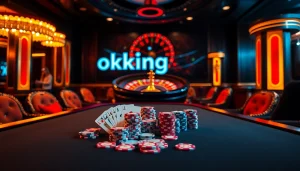 Experience the thrill of high-stakes gaming at an okking-inspired vibrant casino table.