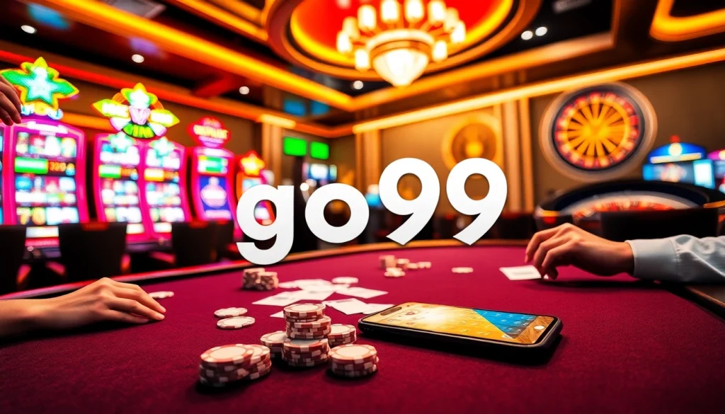 Experience the thrill of gambling at go99 with exciting poker action and vibrant casino visuals.