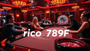 Exciting poker action at a luxury casino scene featuring rich colors and the keyword rico 789F.