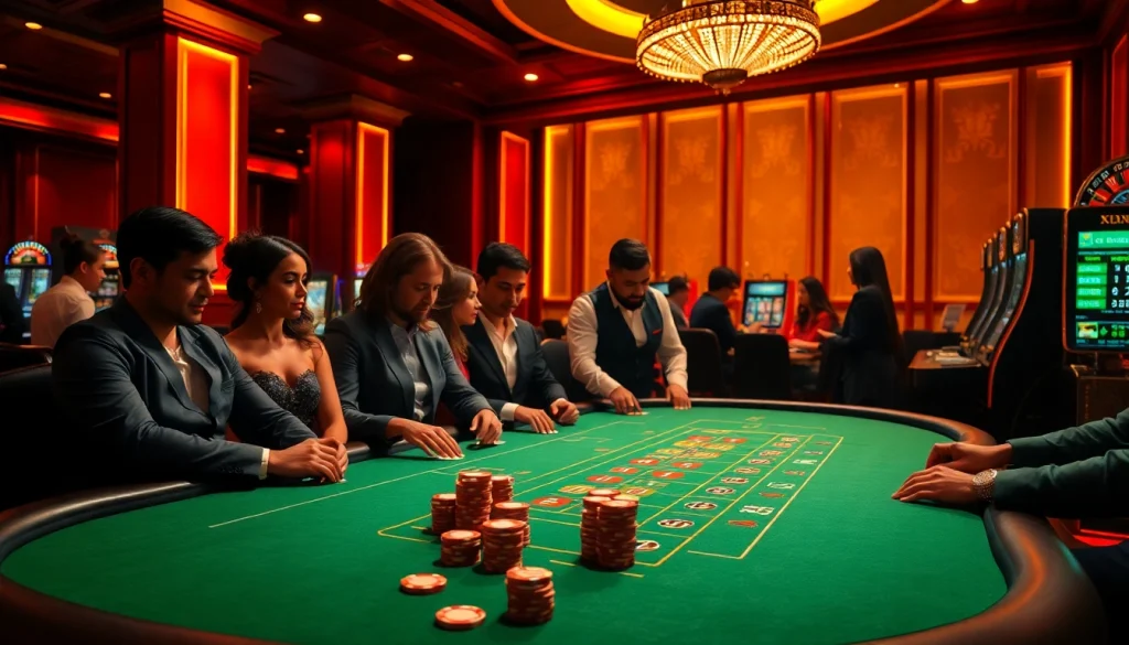 Experience the thrill of gaming at https://hu88.za.com/, with a high-stakes poker table illuminated by ambient lighting and excitement.