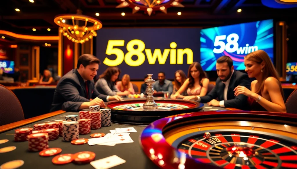 Engaging players at a luxury table showcase the excitement of gambling at 58win.com.