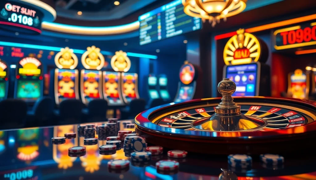 Engaging DH88 online casino scene showcasing roulette and poker chips.