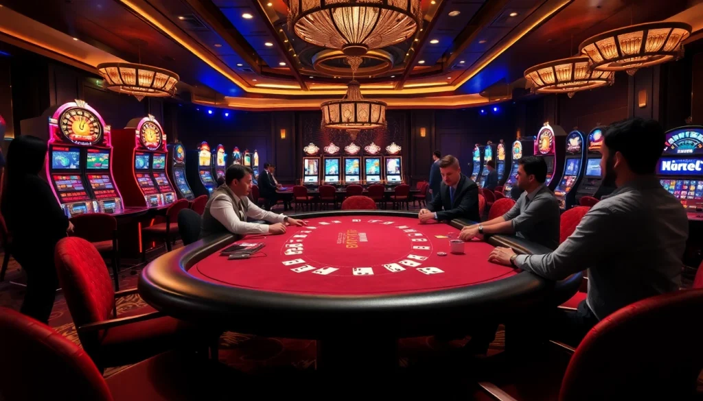 A dynamic scene of gamblers at a luxurious 88i poker table, capturing the excitement of the game.
