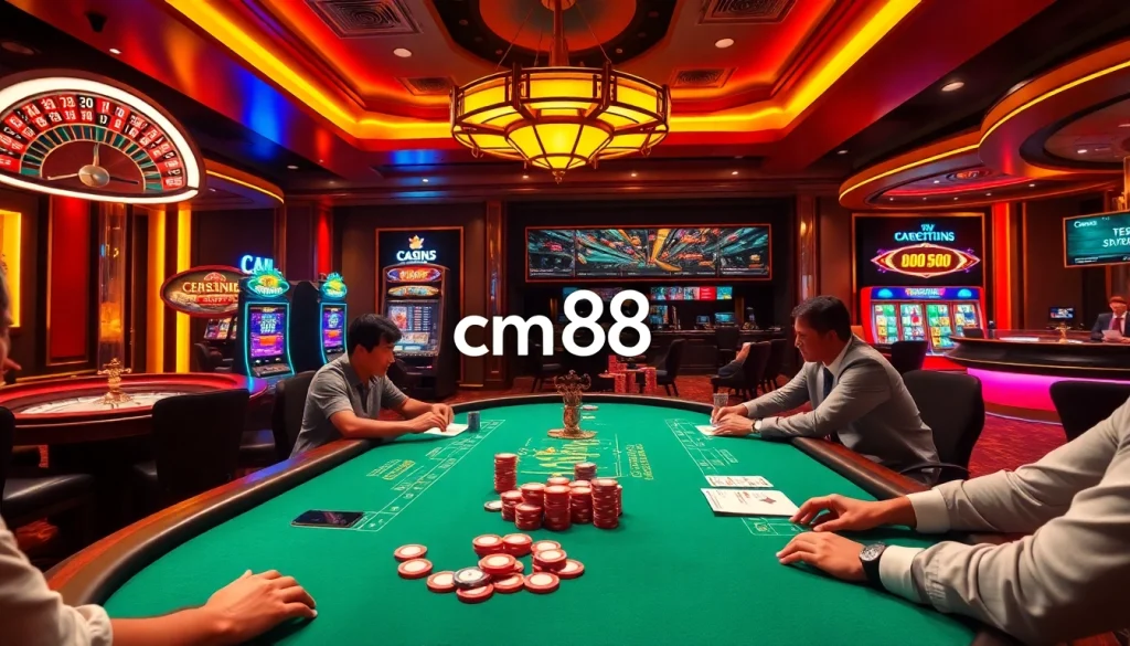 Engage with cm 88 casino excitement at a vibrant poker table with colorful chips and cards.