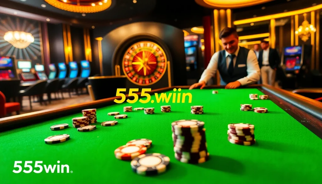 Engage in high-stakes poker and roulette at 555win in a luxurious casino setting.