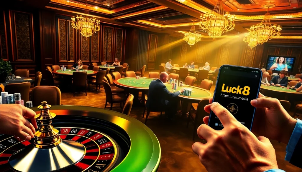 Enjoy a thrilling betting experience at https://luck8.media/ with casino tables and poker chips.