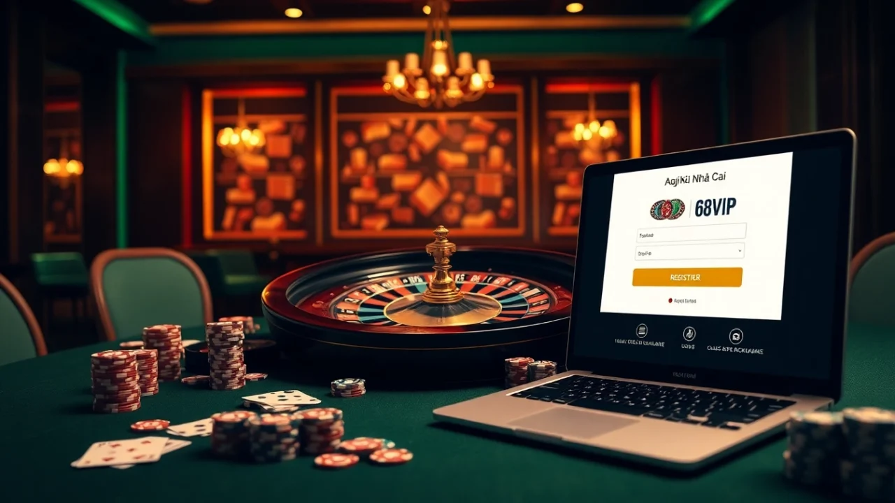 Register at Đăng Ký Nhà Cái 68VIP with a luxurious casino atmosphere and online features.