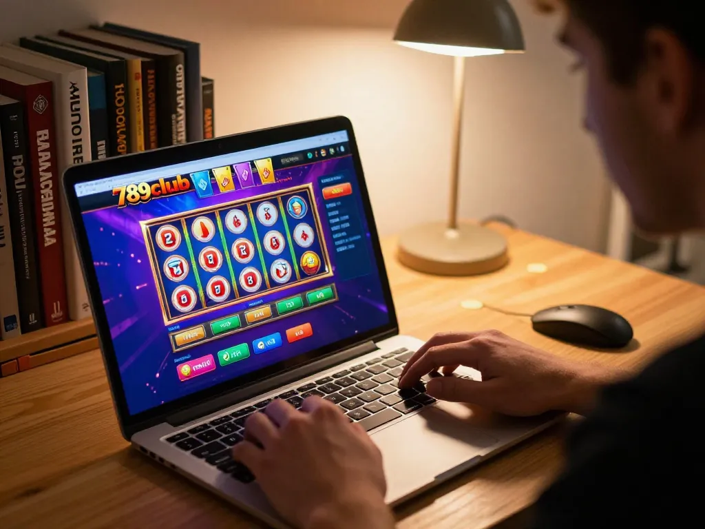 Engaged player strategizing their bets on the 789club online casino platform from a cozy home office.