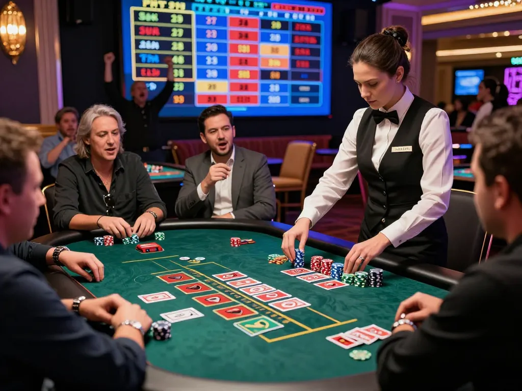 Exciting live casino gaming at bong99 with players and dealer in action.